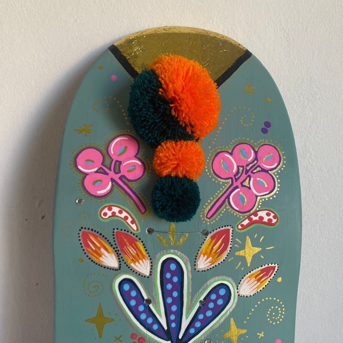 Hand-Painted Skateboard Deck - Sacred Heart_acrylic paint_endorphin art