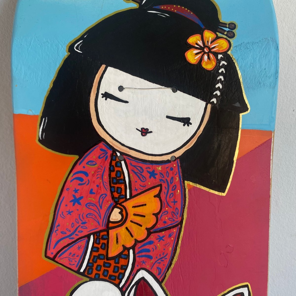 Hand-Painted Skateboard Deck - Japanese Art_acrylic paint_endorphin art