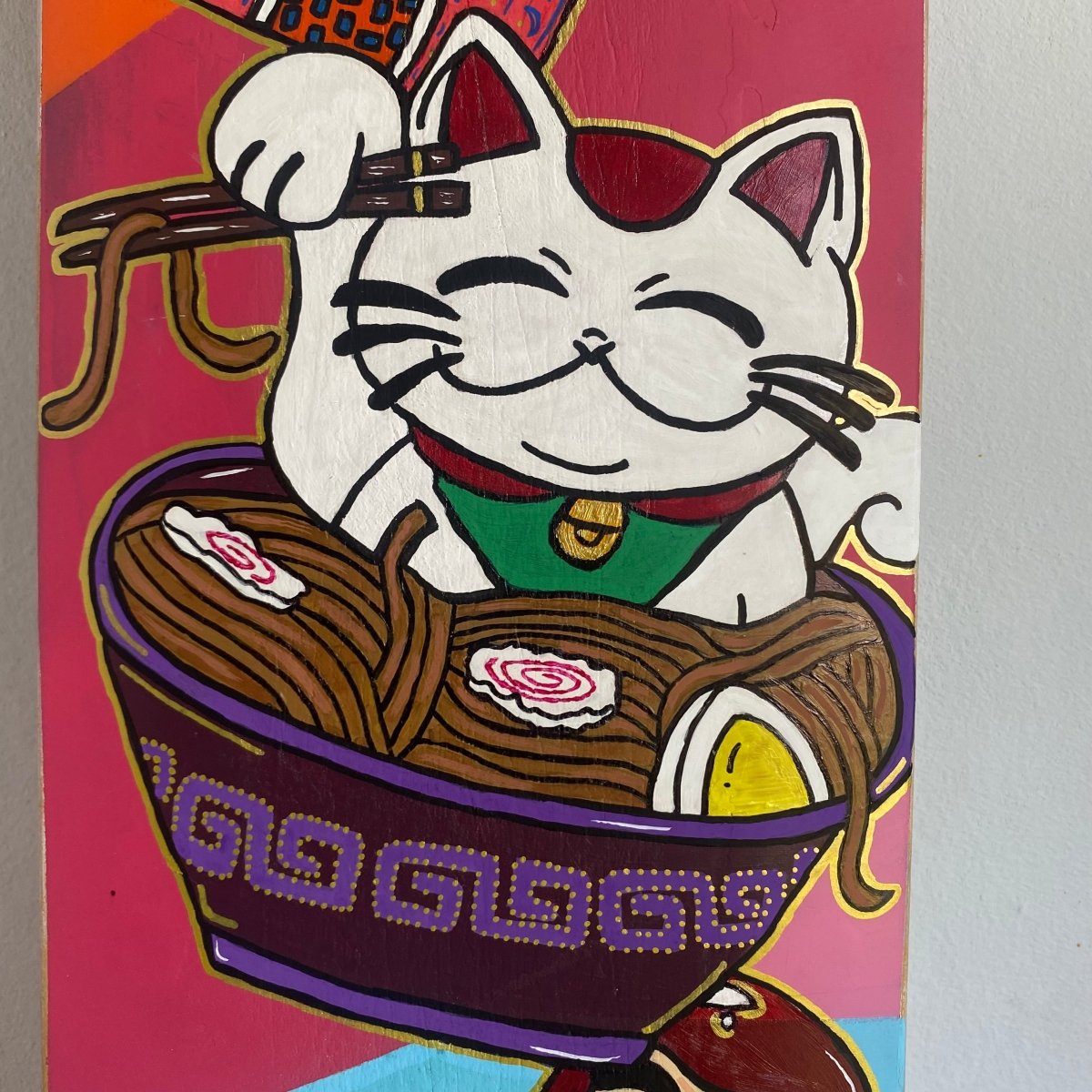 Hand-Painted Skateboard Deck - Japanese Art_acrylic paint_endorphin art