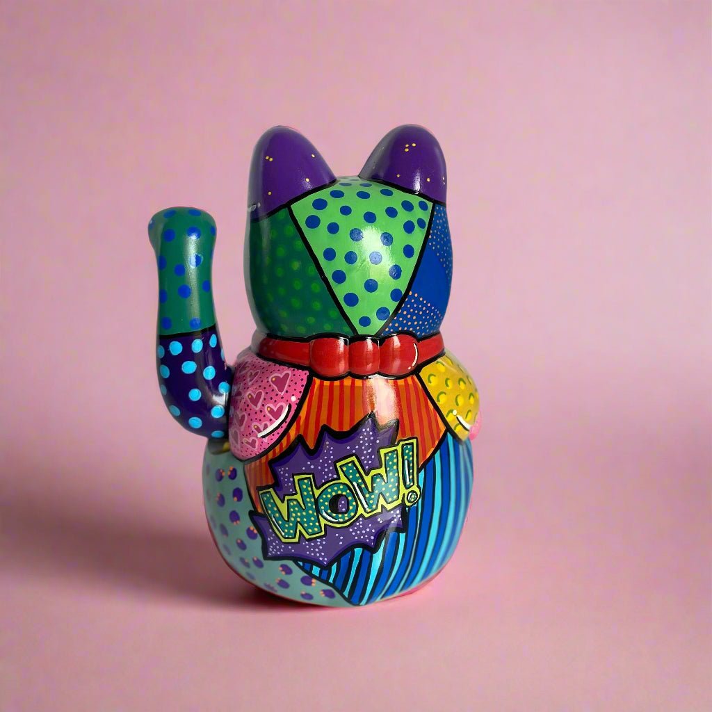Pop-Art-hand-painted-Lucky Cat-back-view-endorphin art