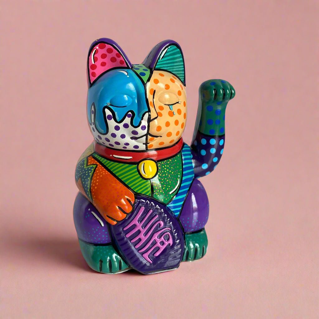 Pop-Art-hand-painted-Lucky-Cat-front-view-endorphin art