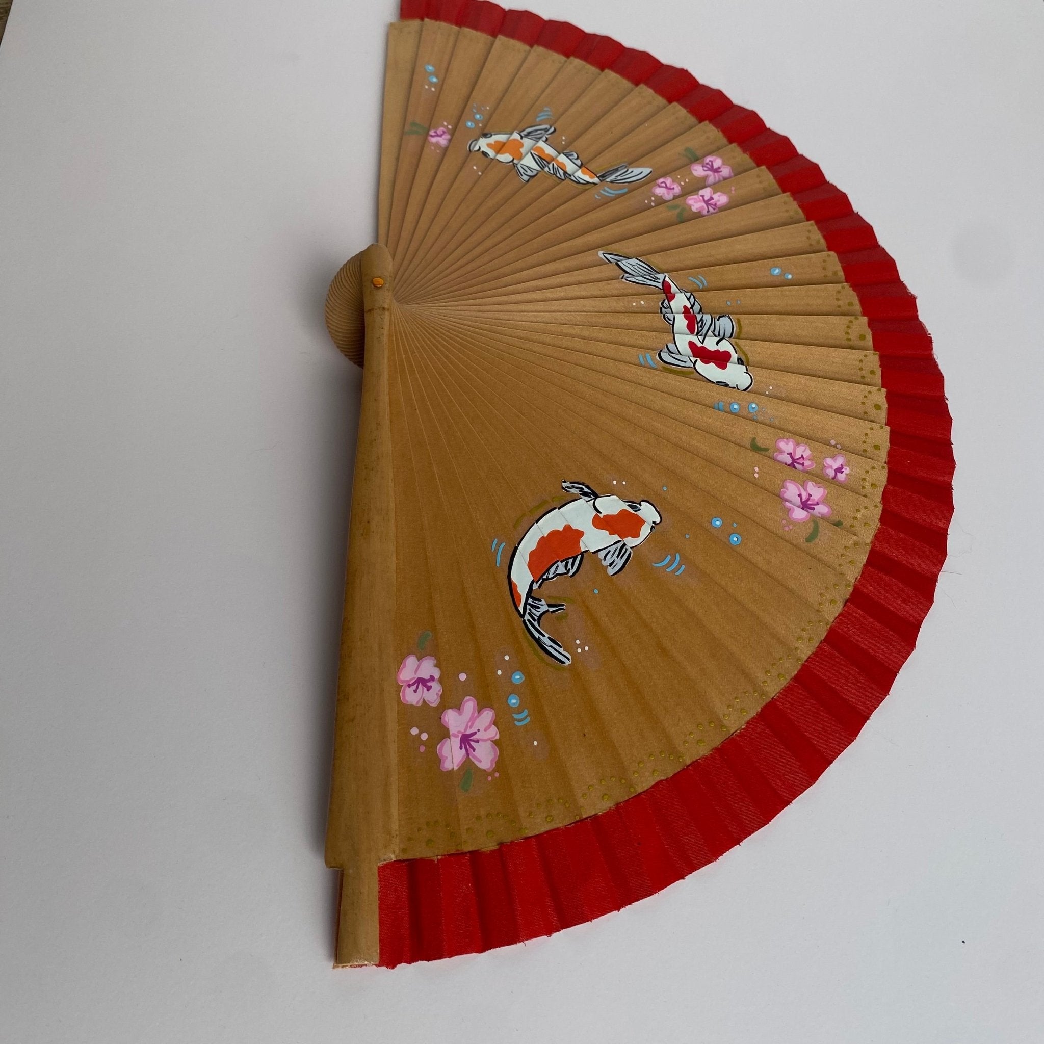 Folding Hand Fan - Koi Fish - Wood (42x23cm)_endorphin art
