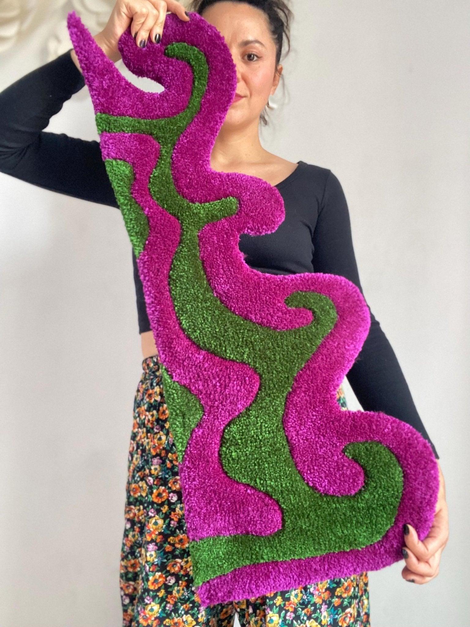 Funky 70s Purple Green Rug - endorphin art