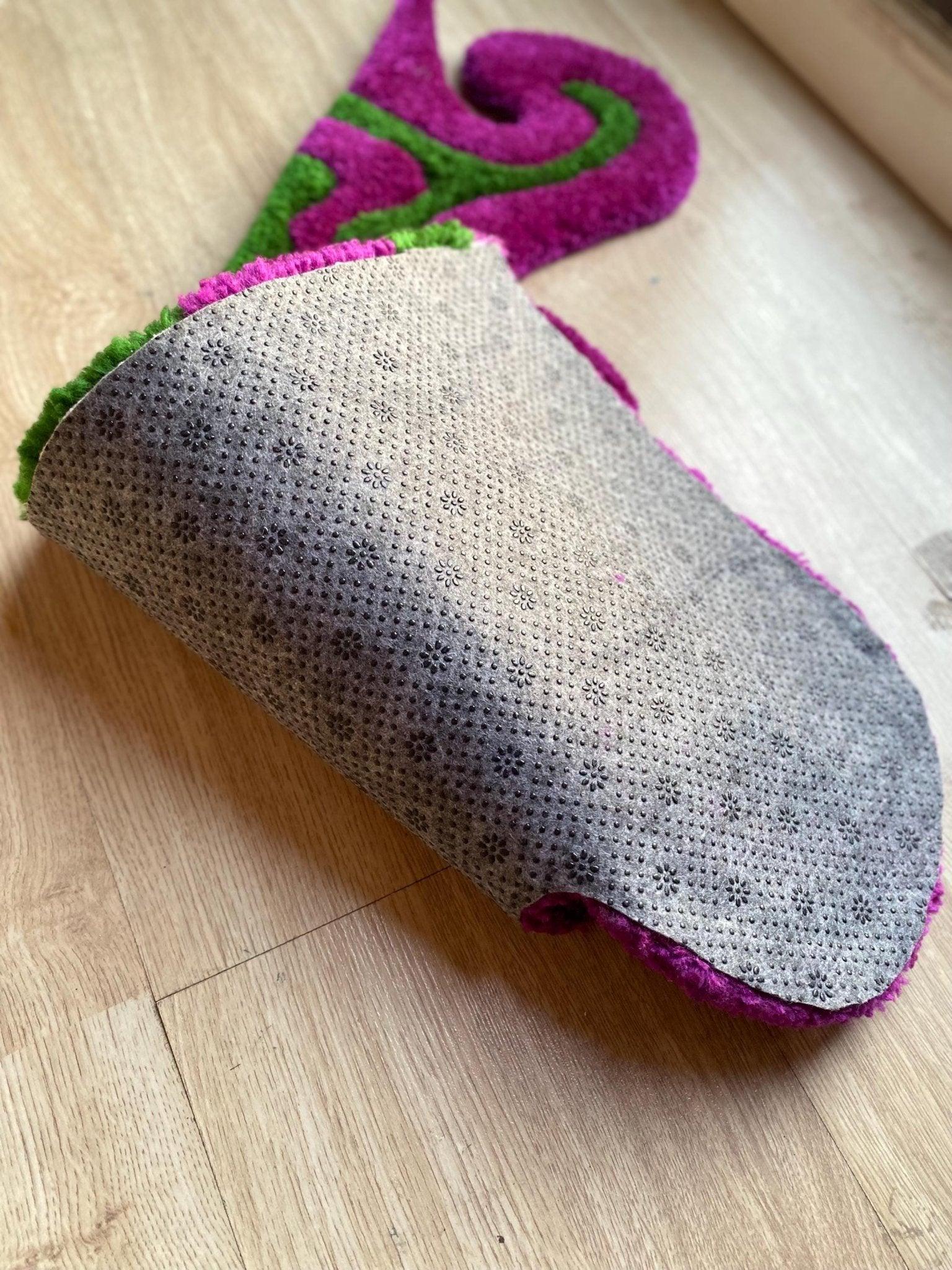 Funky 70s Purple Green Rug - endorphin art