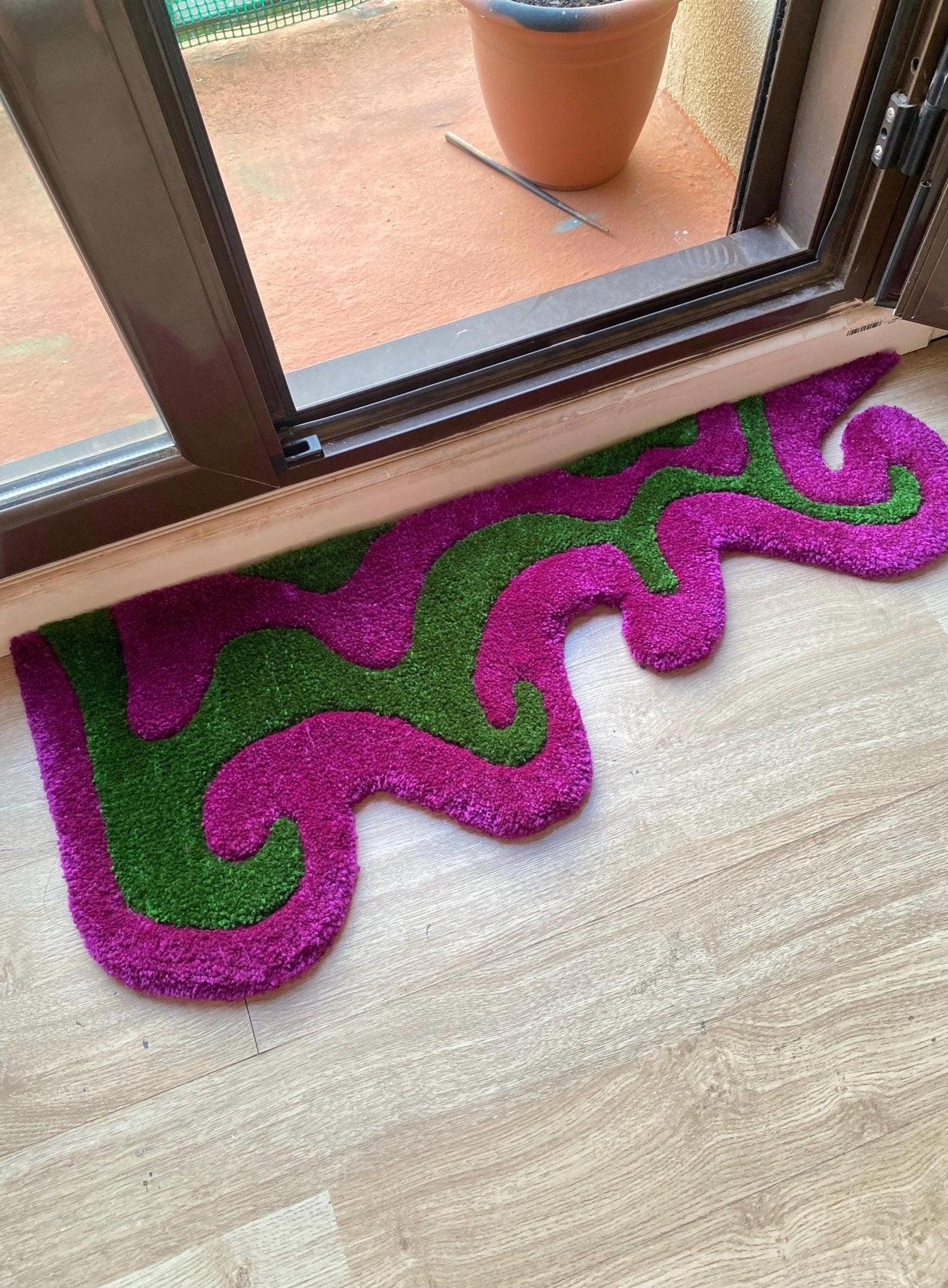 Funky 70s Purple Green Rug - endorphin art