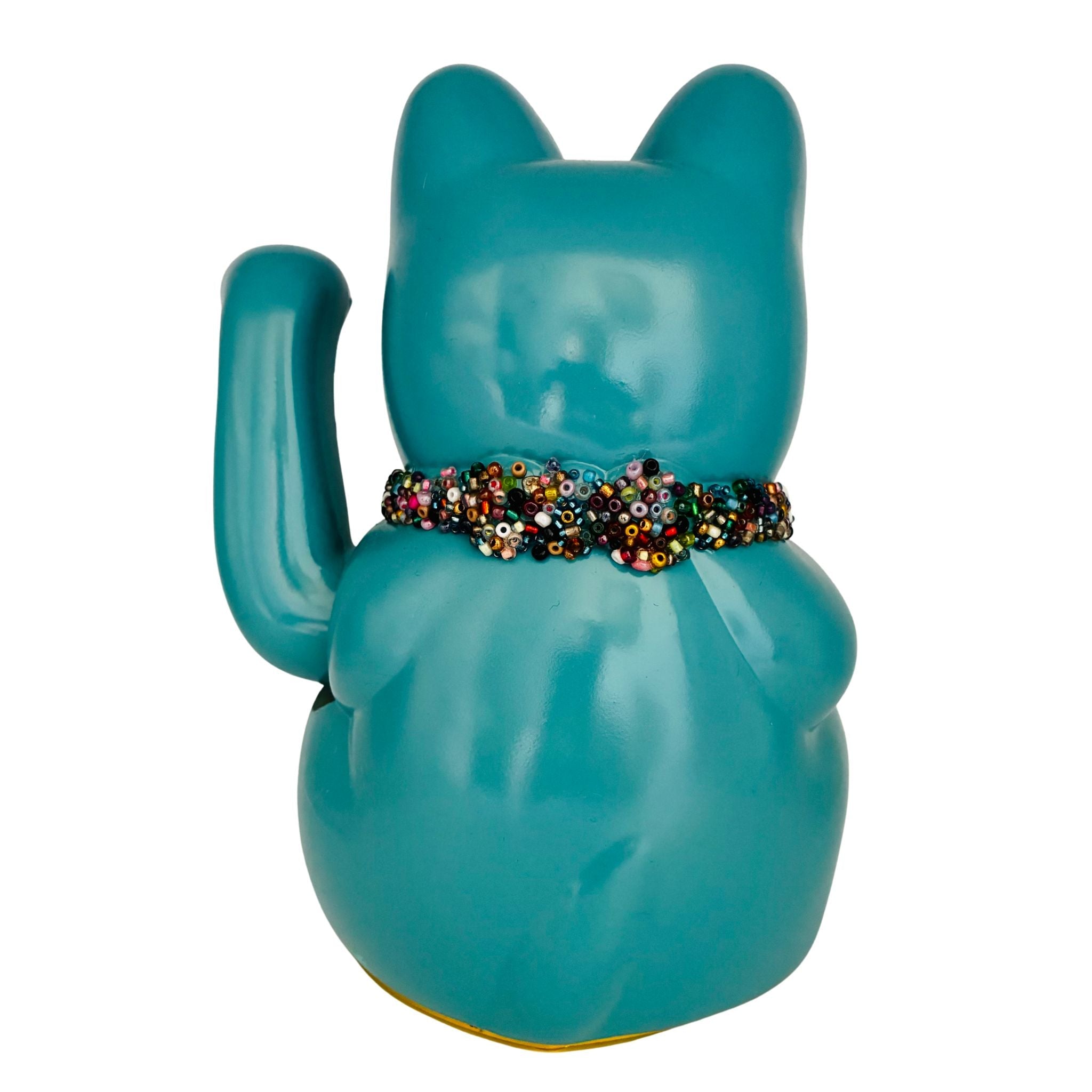 Maneki Neko Turquoise Lucky Cat Figurine - 14x20cm_endorphin art