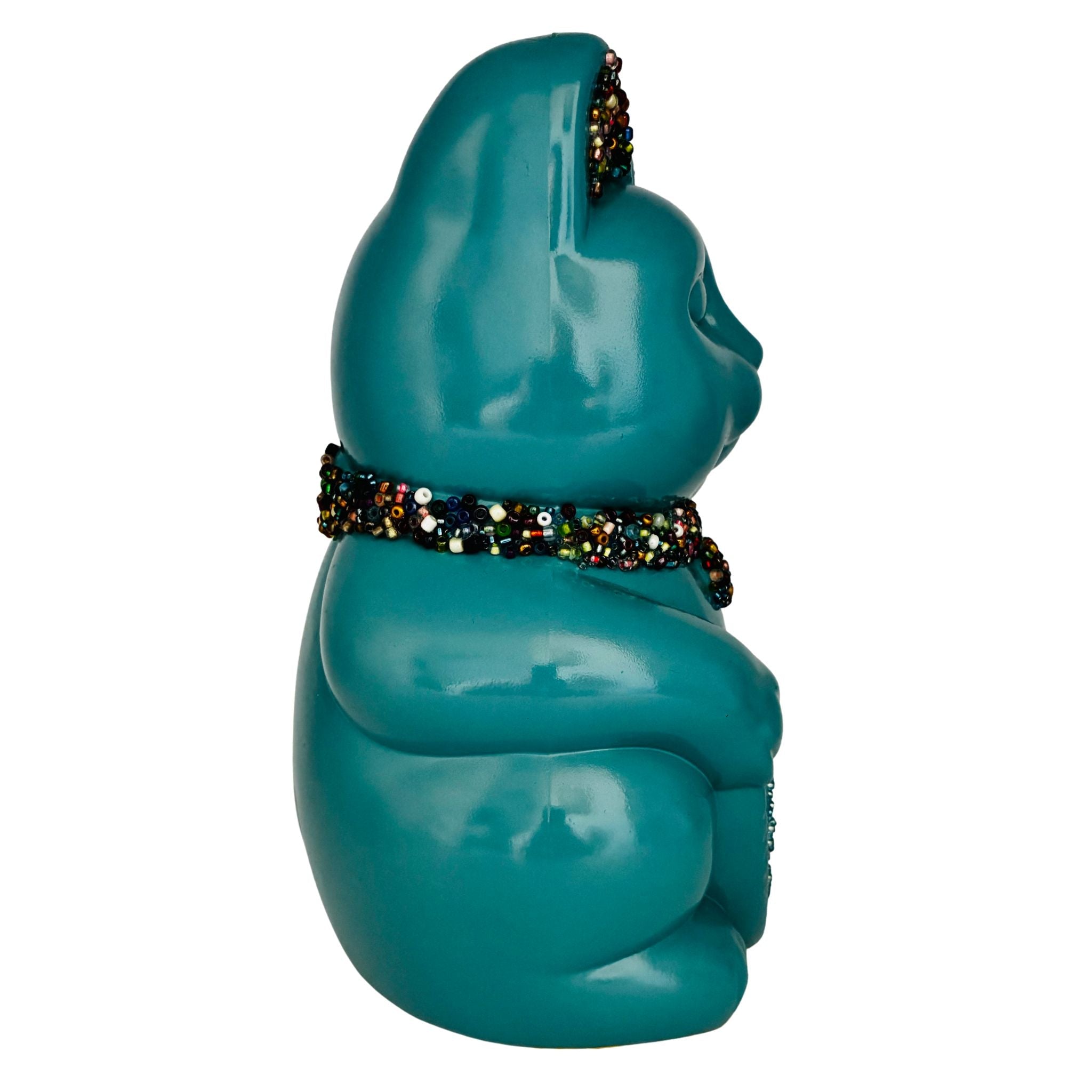 Maneki Neko Turquoise Lucky Cat Figurine - 14x20cm_endorphin art