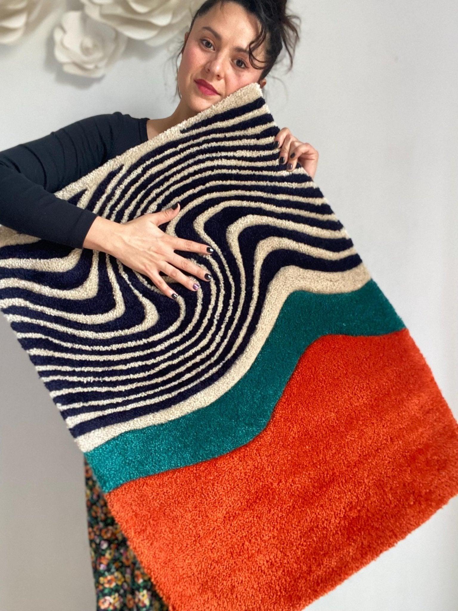 Zebra Pattern Hand Tufted Rug - endorphin art