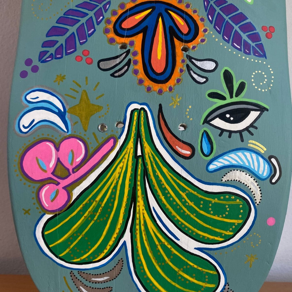 Hand-Painted Skateboard Deck - Sacred Heart_acrylic paint_endorphin art