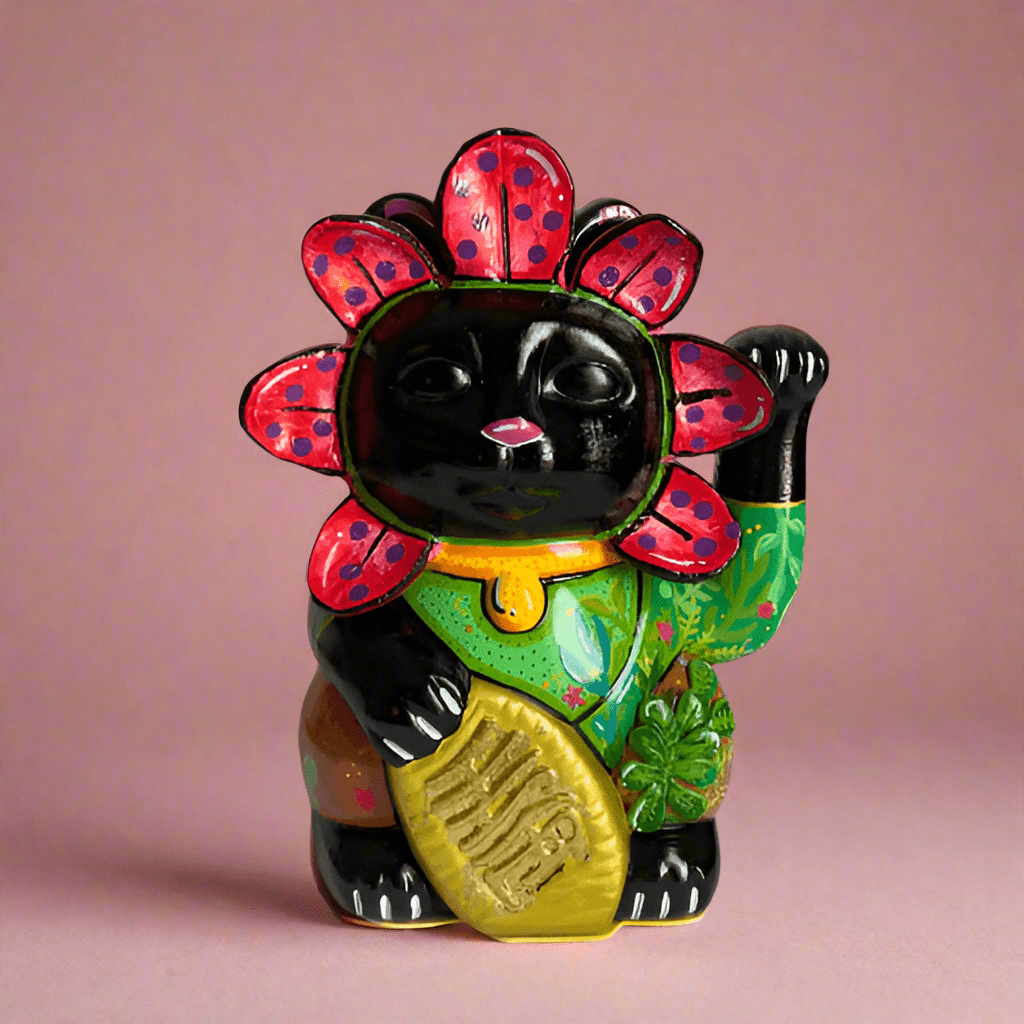 Midnight_Bloom_Lucky_Cat_front_view_endorphin art