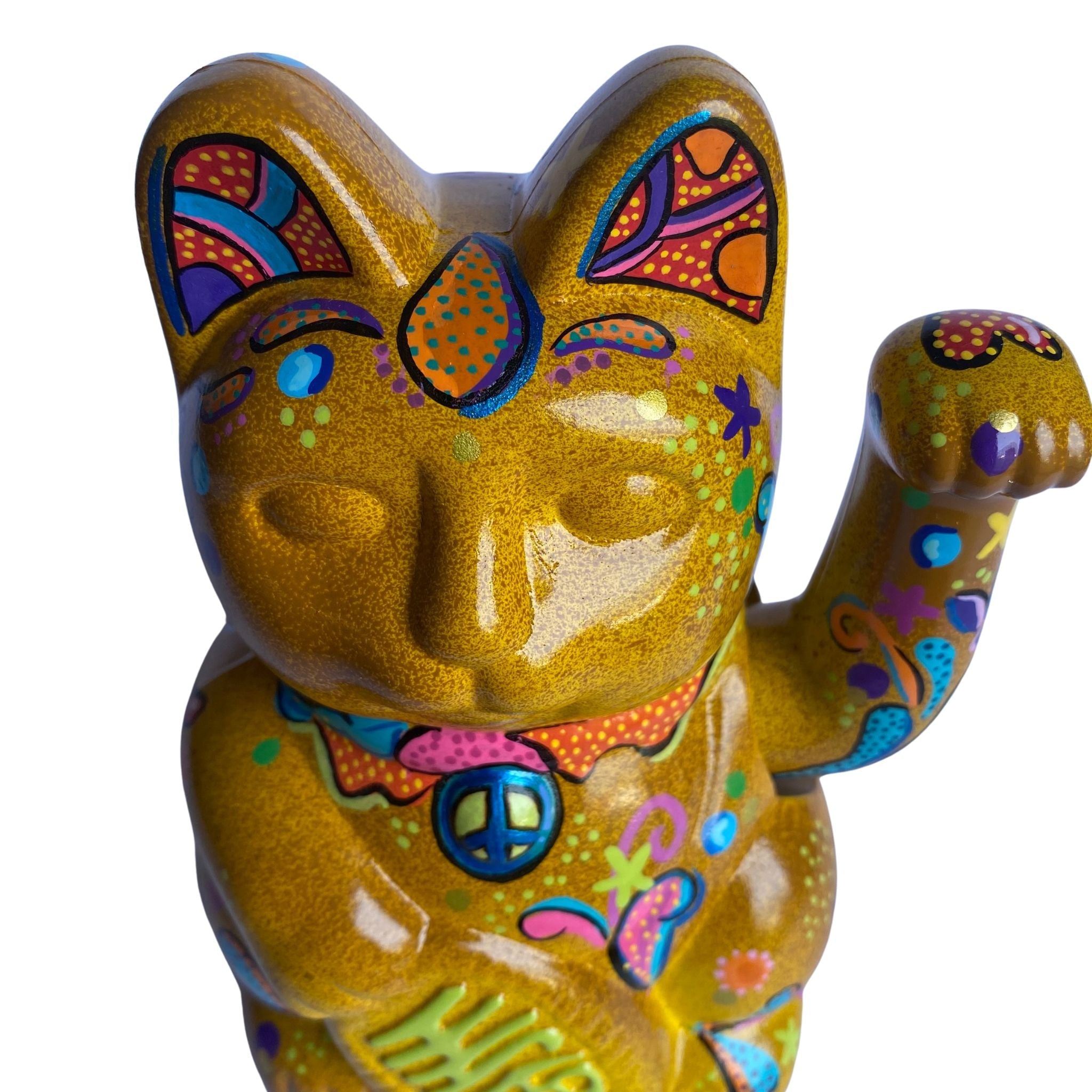 Maneki Neko Beatles Yellow Submarine Lucky Cat Figurine_endorphin art