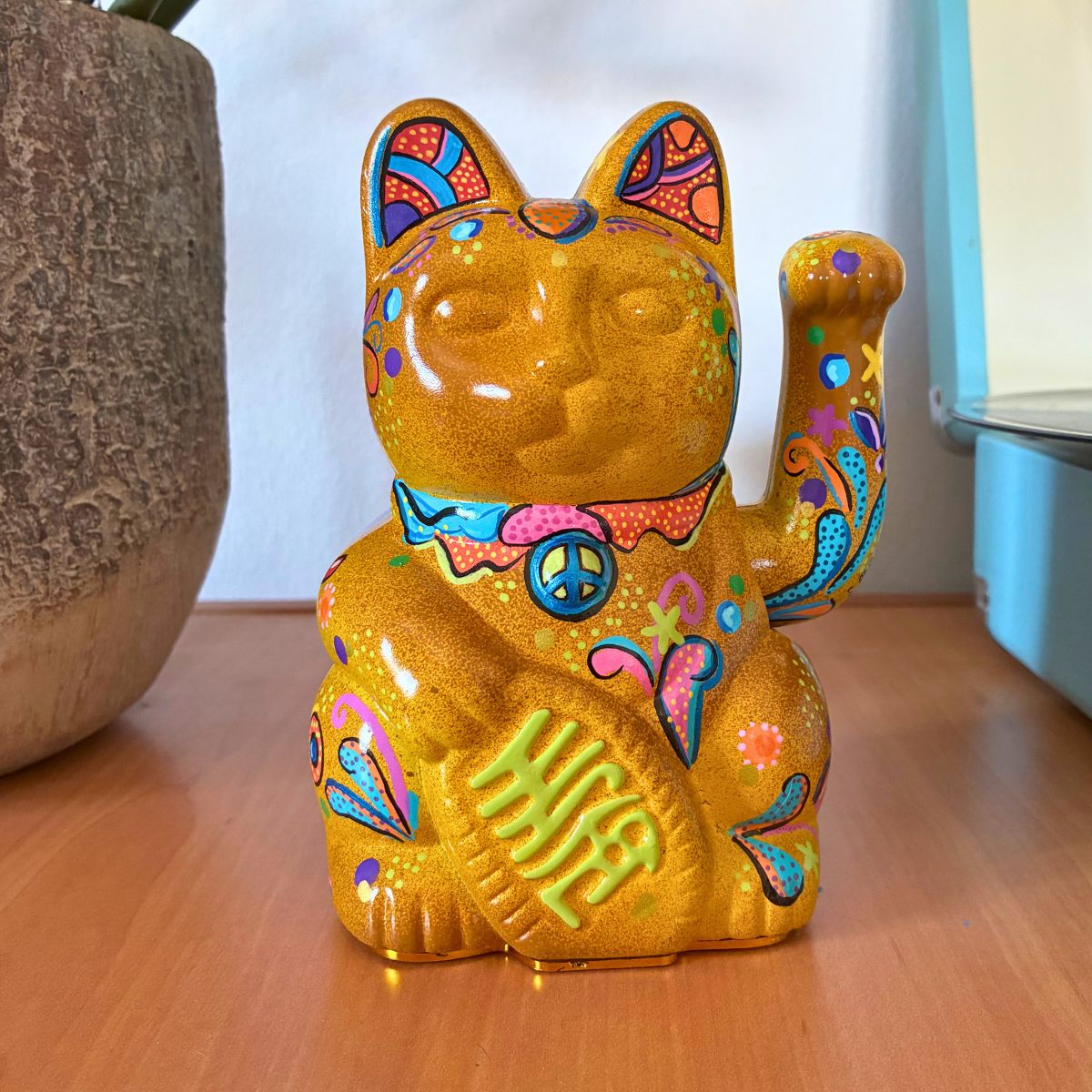Maneki Neko Beatles Yellow Submarine Lucky Cat Figurine_endorphin art