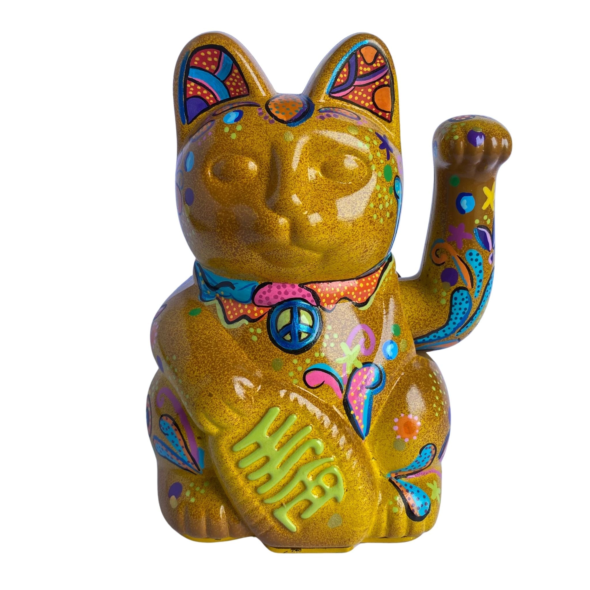 Maneki Neko Beatles Yellow Submarine Lucky Cat Figurine_endorphin art