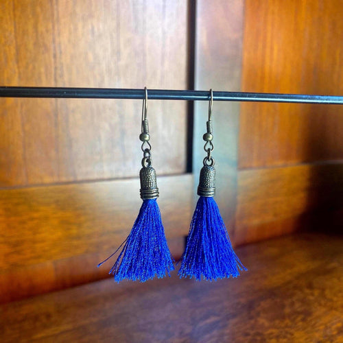 Blue Tassel Earrings - endorphin art