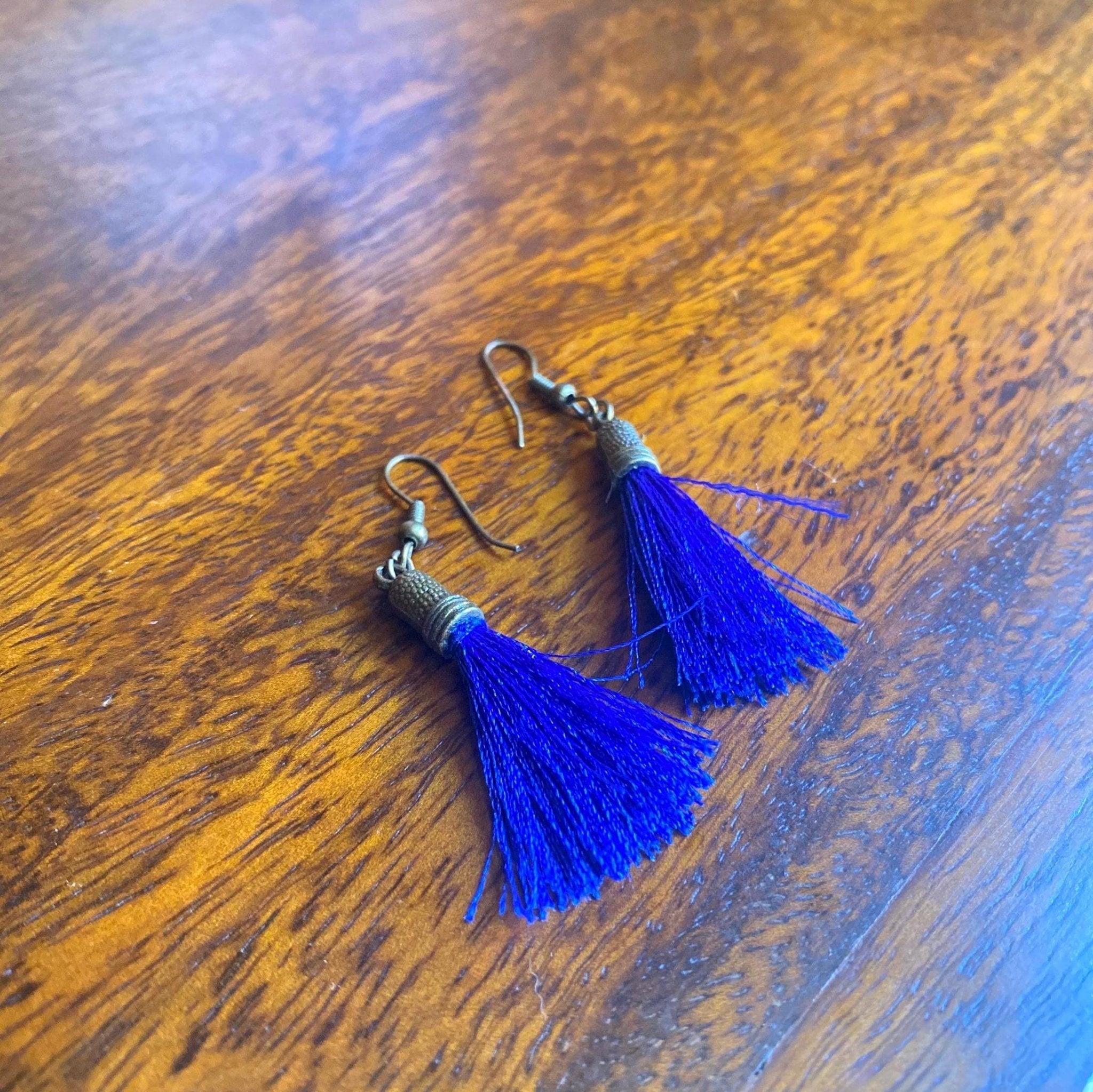 Blue Tassel Earrings - endorphin art