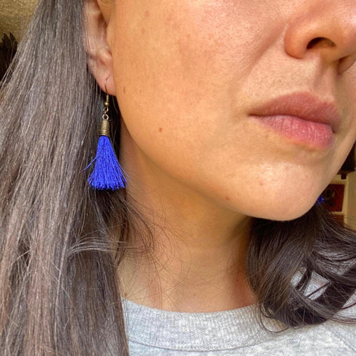 Blue Tassel Earrings - endorphin art