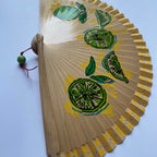 Folding Hand Fan - Fresh Lemon Art - Wood (42x23cm)_endorphin art