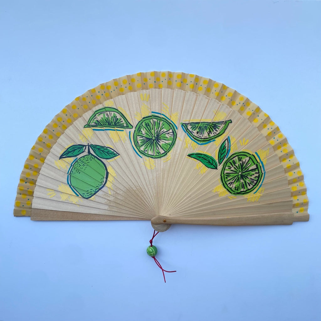 Folding Hand Fan - Fresh Lemon Art - Wood (42x23cm)_endorphin art