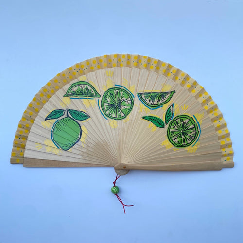 Folding Hand Fan - Fresh Lemon Art - Wood (42x23cm)_endorphin art