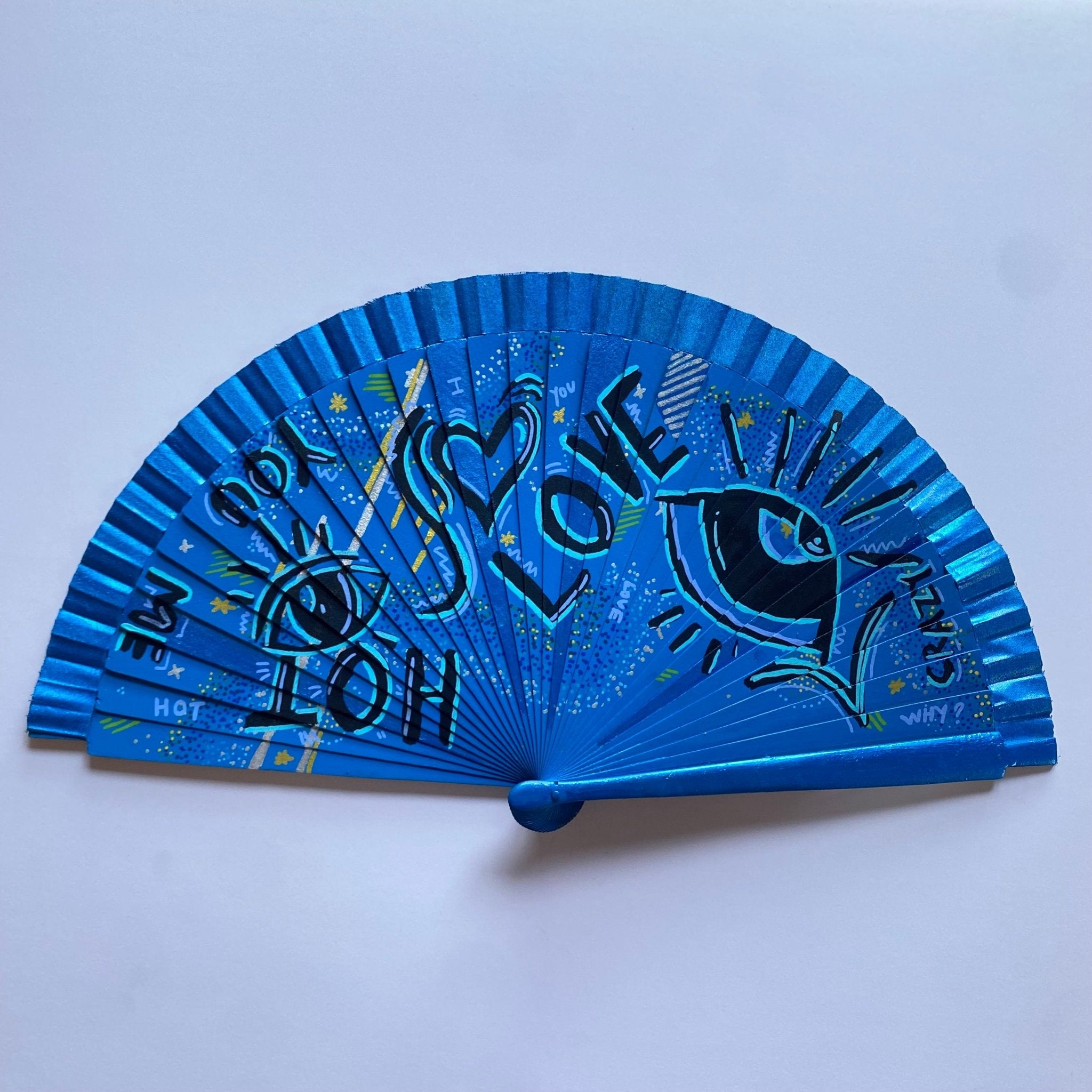 Folding Hand Fan - Pop Sureal Art - Wood (42x23cm)_endorphin art