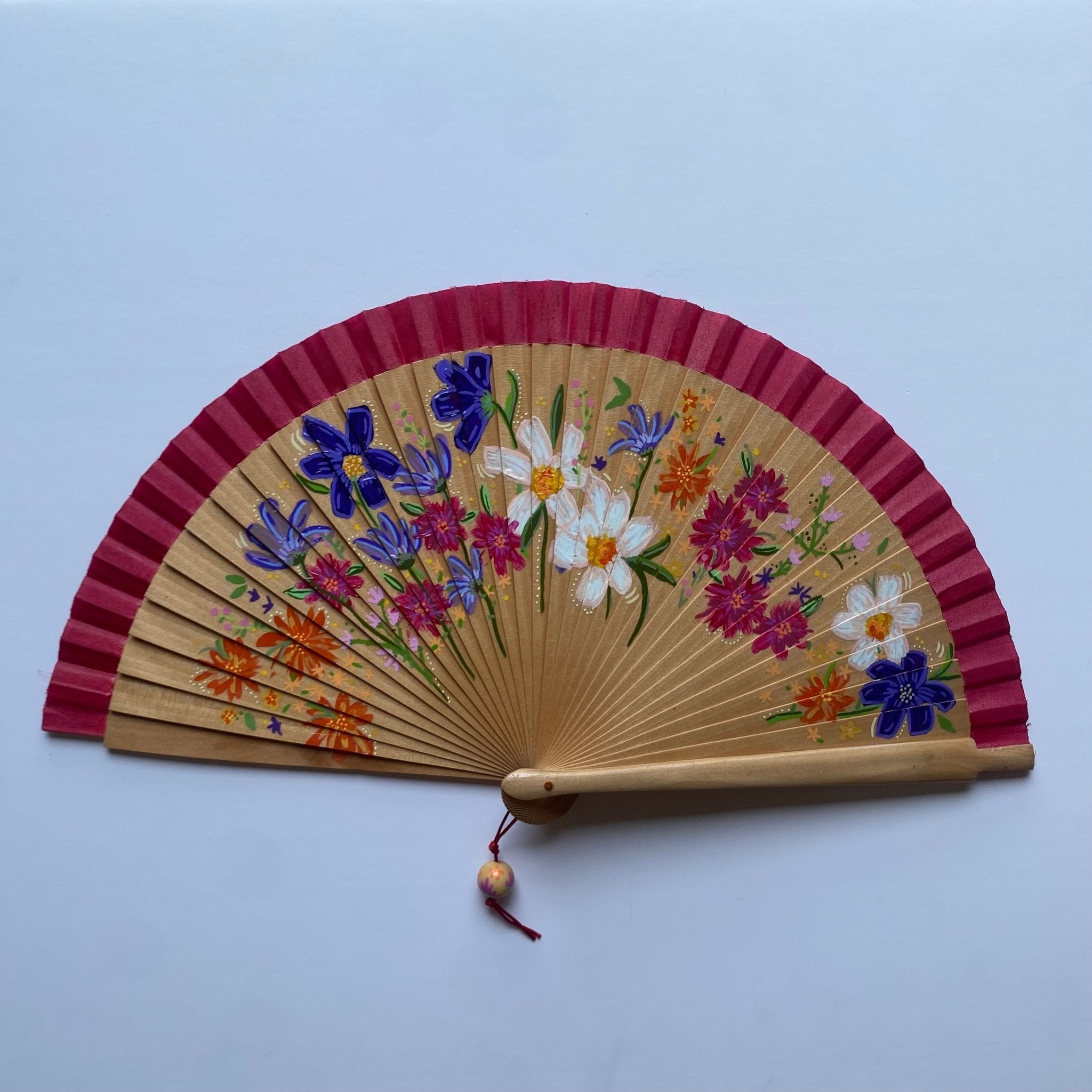 Folding Hand Fan - Wild Flower Art - Wood (42x23cm)_endorphin art