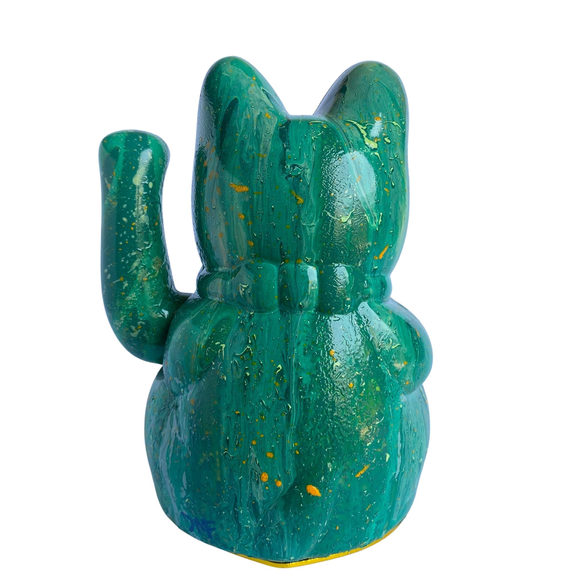 Maneki Neko Forest Green Lucky Cat Figurine_endorphin art