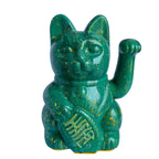 Maneki Neko Forest Green Lucky Cat Figurine_endorphin art