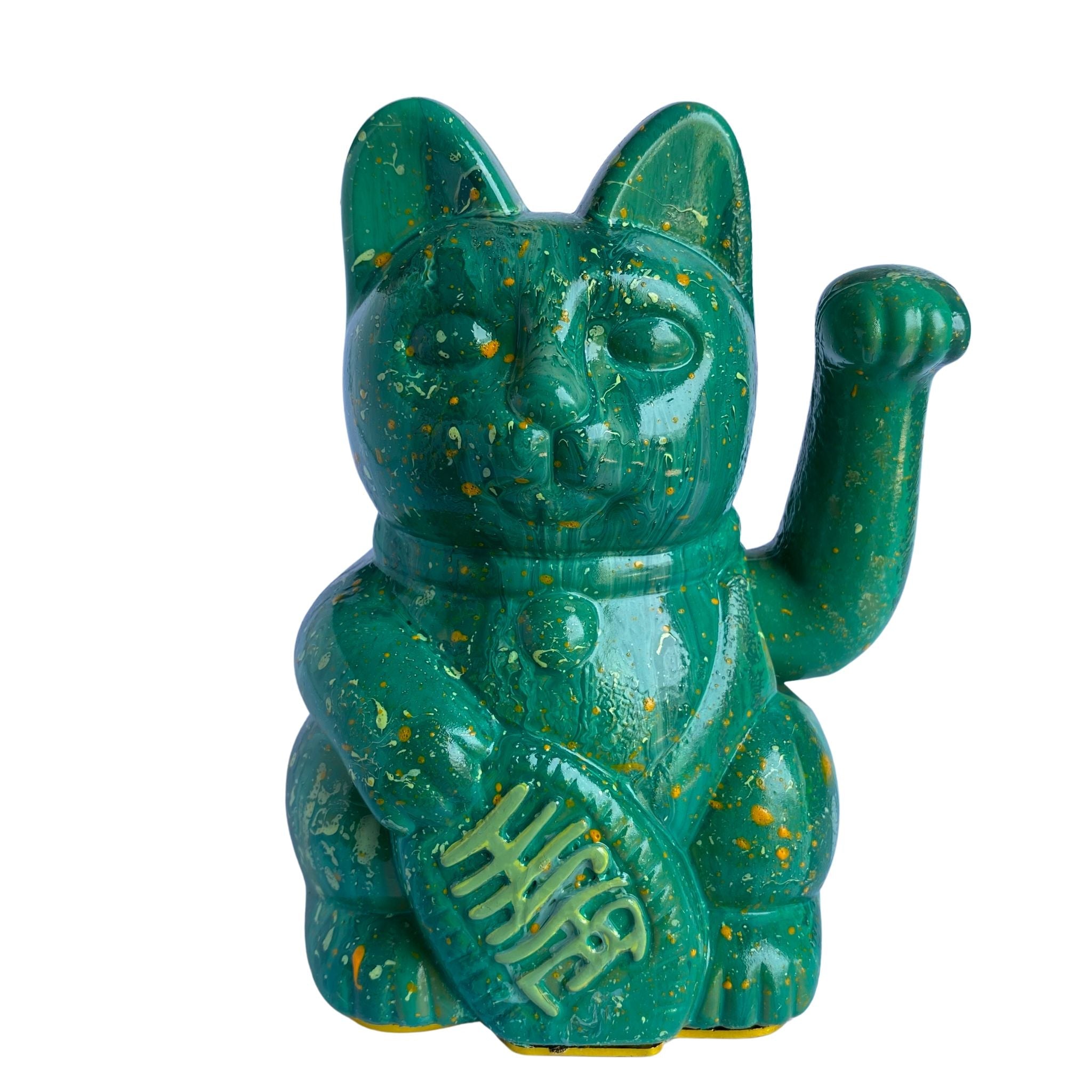 Maneki Neko Forest Green Lucky Cat Figurine_endorphin art