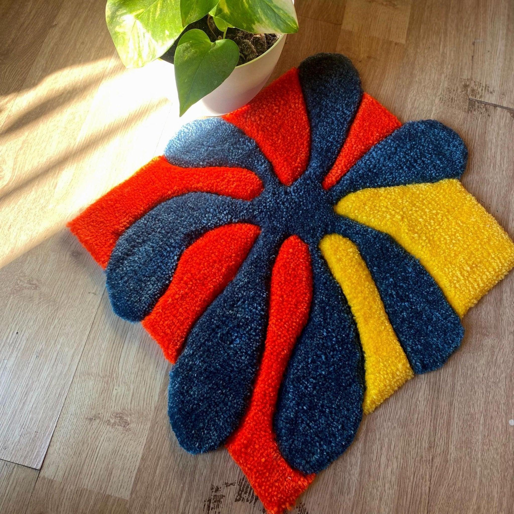 Handmade Tufted Rug – Groovy 70s Flower Design - endorphin art