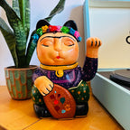 Maneki Neko Frida Kahlo Lucky Cat Statue - 14x20cm_endorphin art