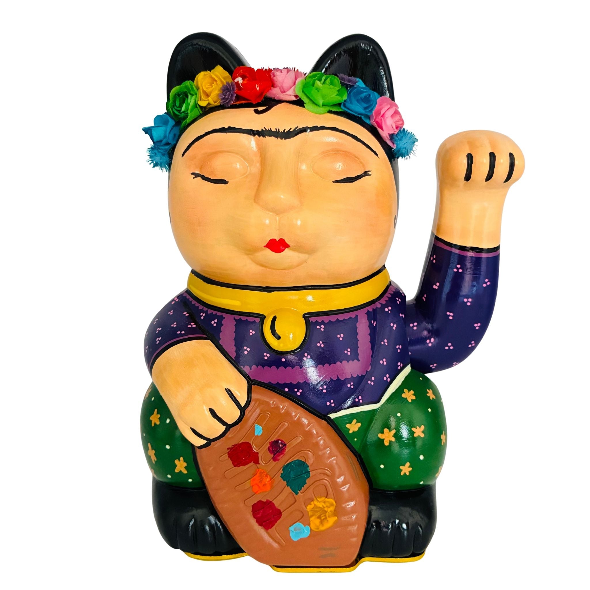Maneki Neko Frida Kahlo Lucky Cat Statue - 14x20cm_endorphin art