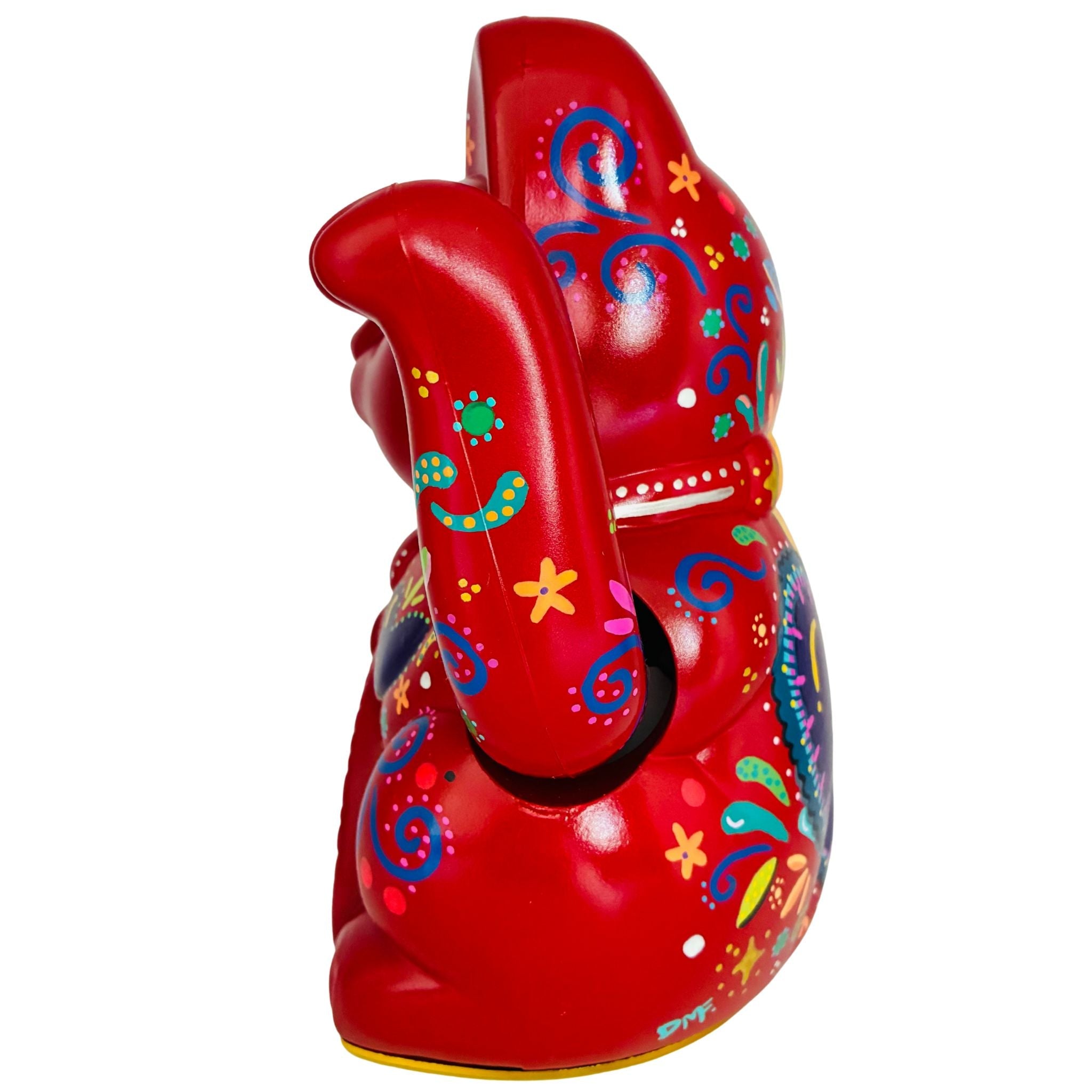 Maneki Neko Red Folk Art Lucky Cat Figurine - 14x20cm_endorphin art