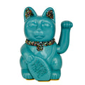 Maneki Neko Turquoise Lucky Cat Figurine - 14x20cm_endorphin art