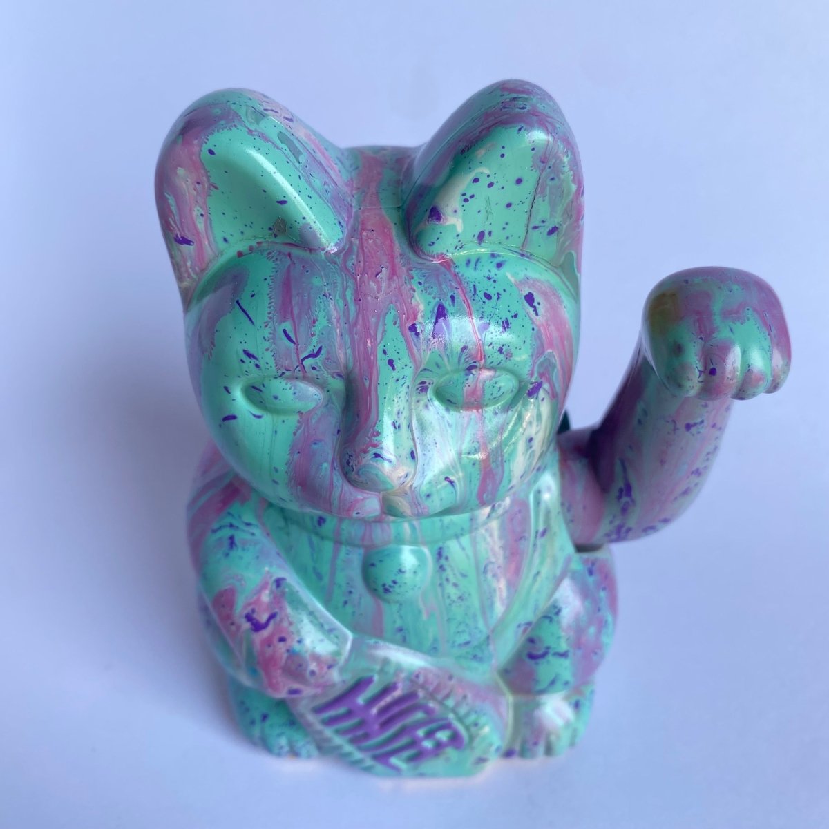 Mint Lilac Splash Lucky Cat_endorphin art