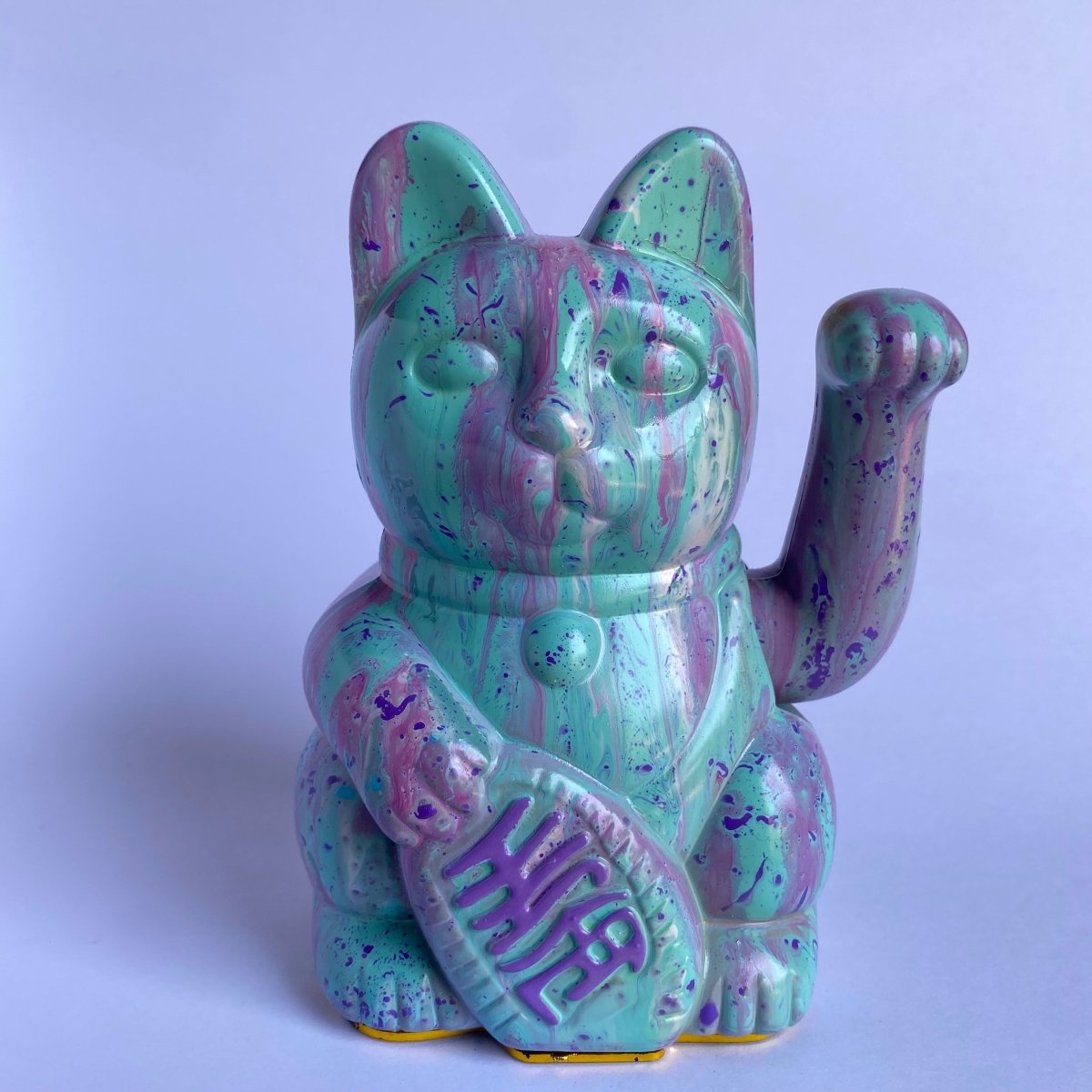 Mint Lilac Splash Lucky Cat_endorphin art