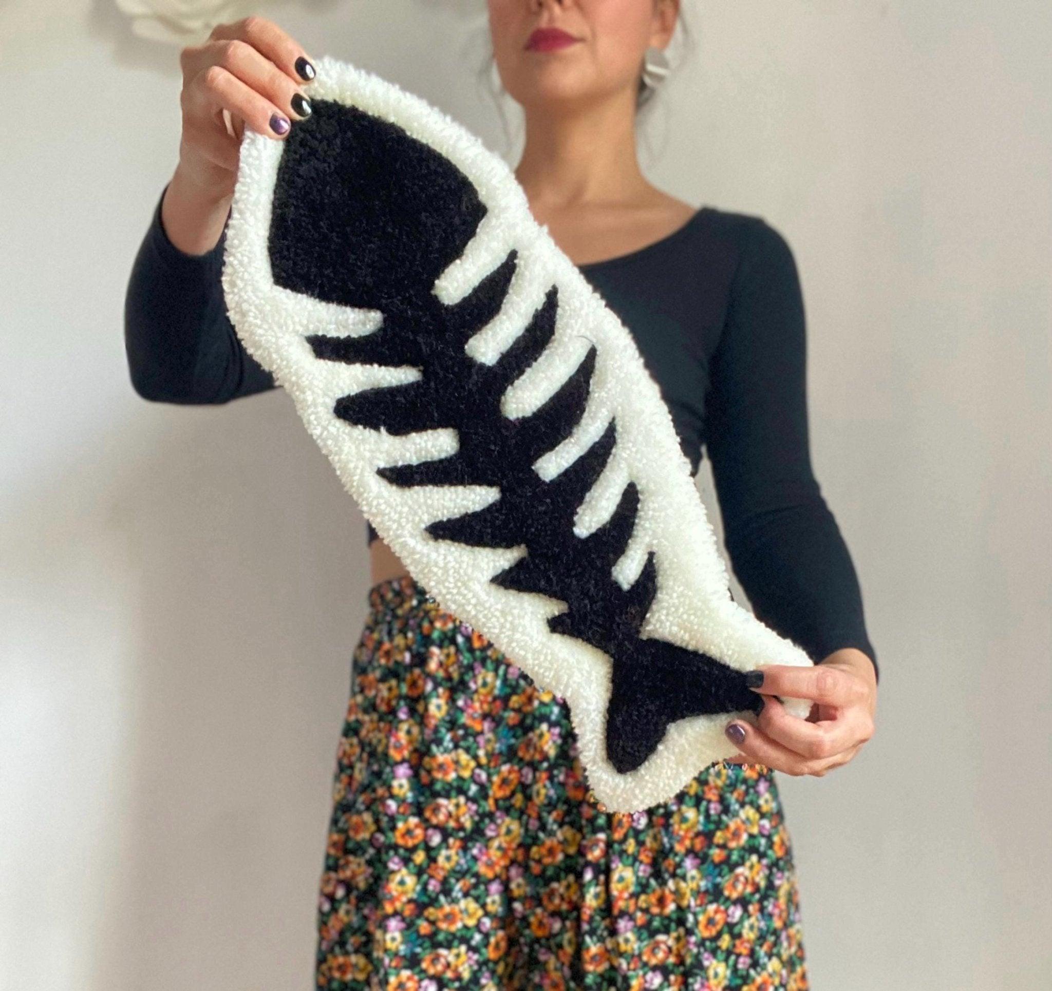 Monochrome Fish Bone Rug - endorphin art