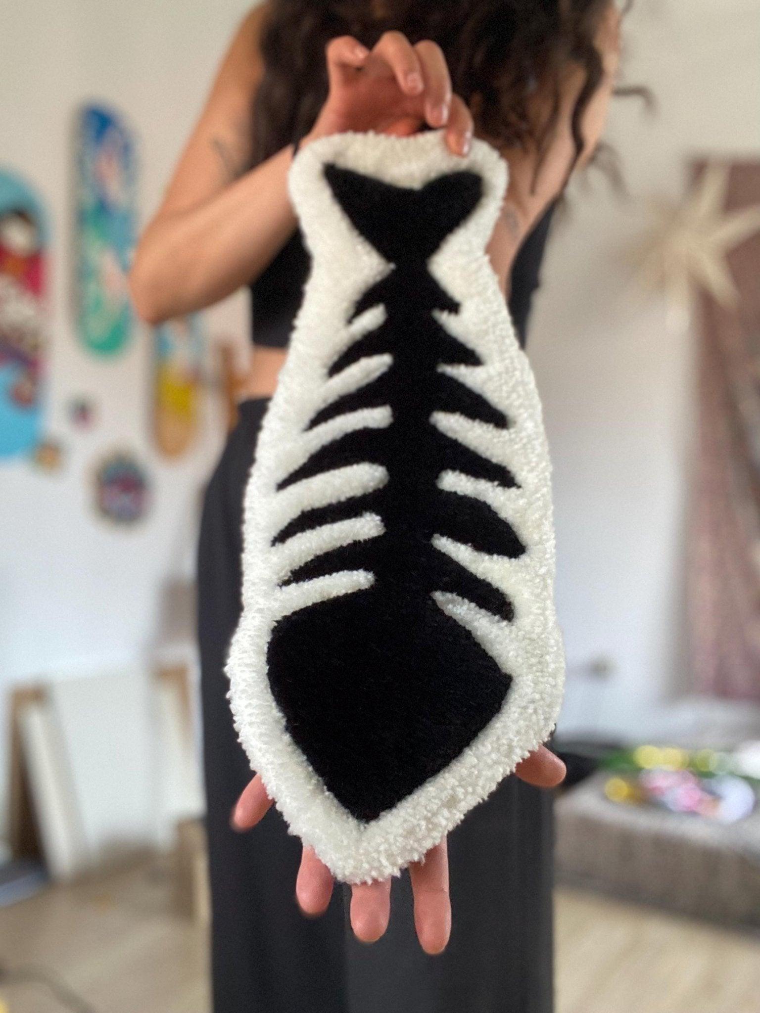Monochrome Fish Bone Rug - endorphin art