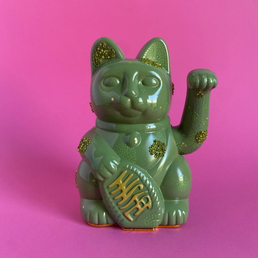 Olive Green Lucky Cat_endorphin art