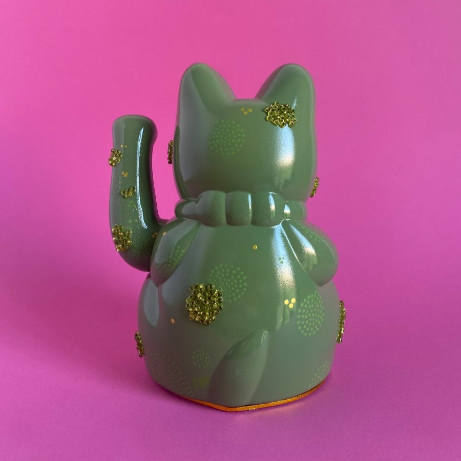 Olive Green Lucky Cat_endorphin art
