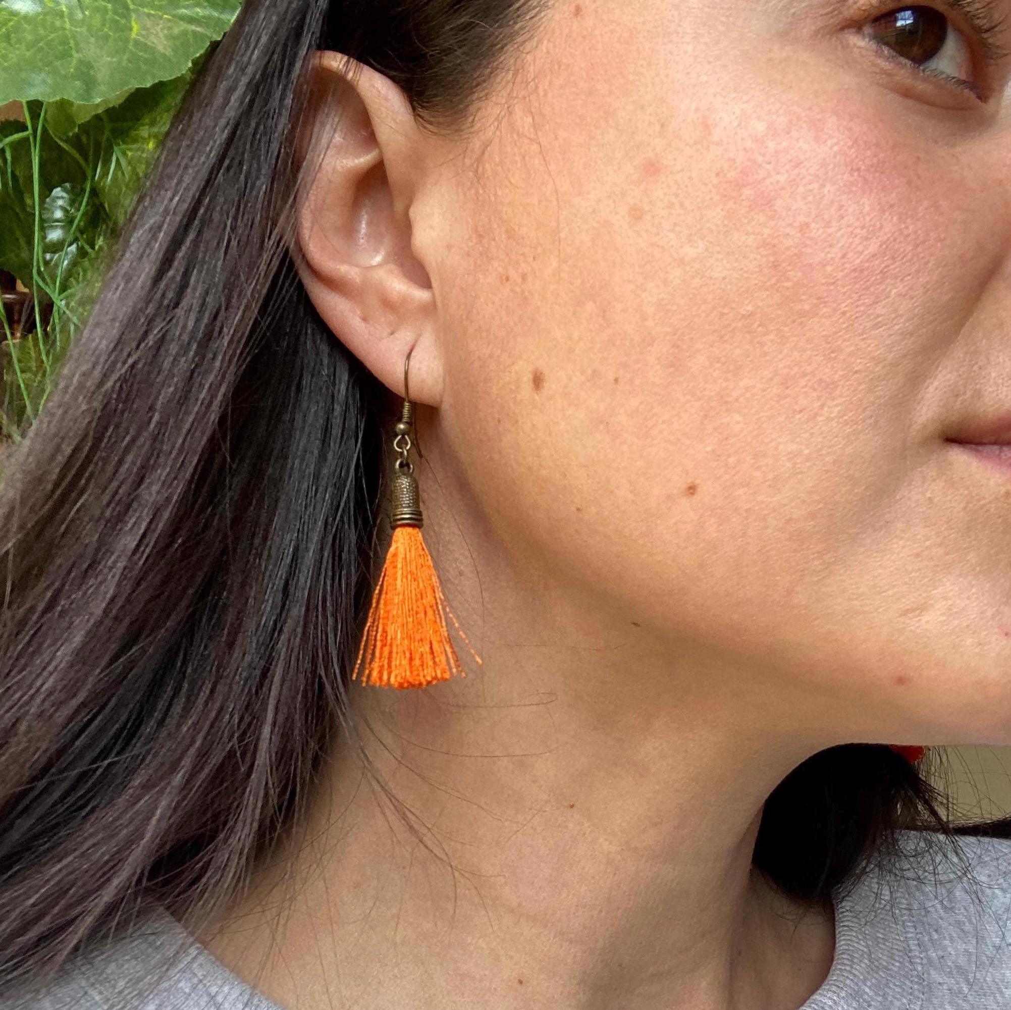 Orange Tassel Earrings - endorphin art