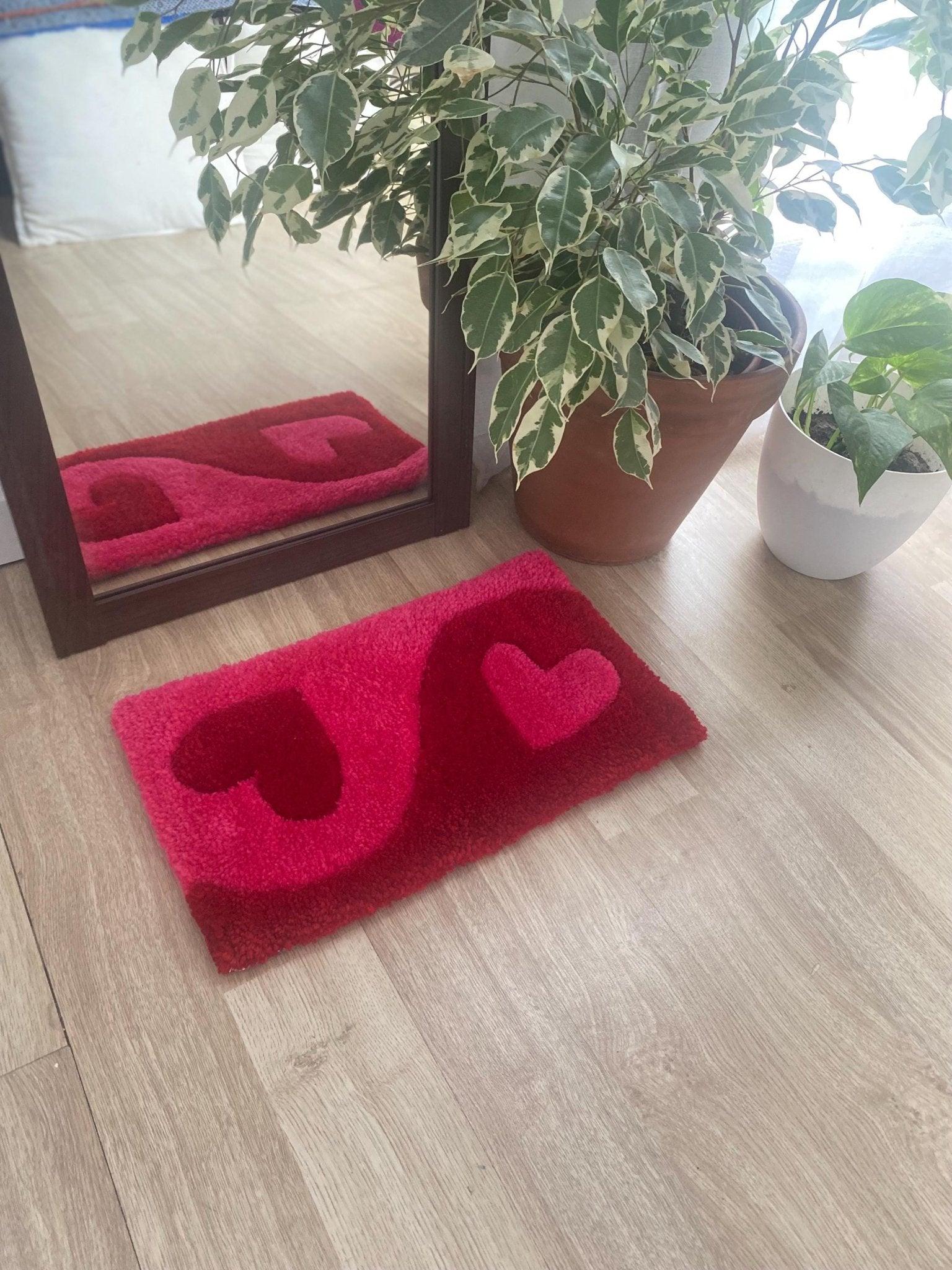 Red & Pink Hearts Rug - endorphin art