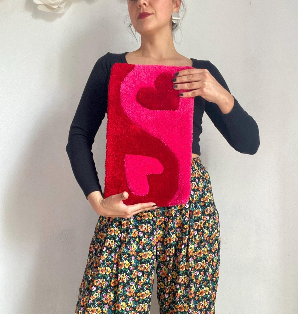 Red & Pink Hearts Rug - endorphin art