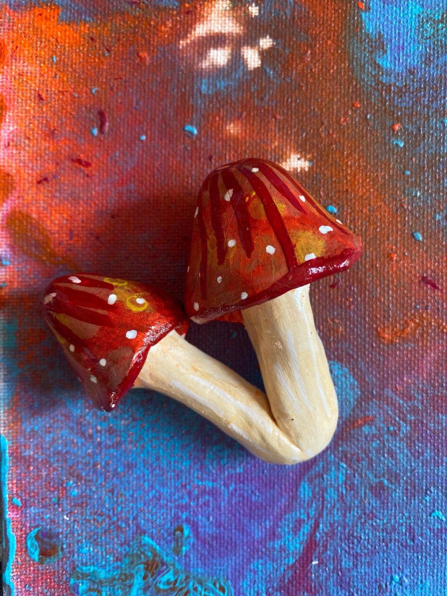 Set of 4 Clay Mushroom Fridge Magnets - endorphin art