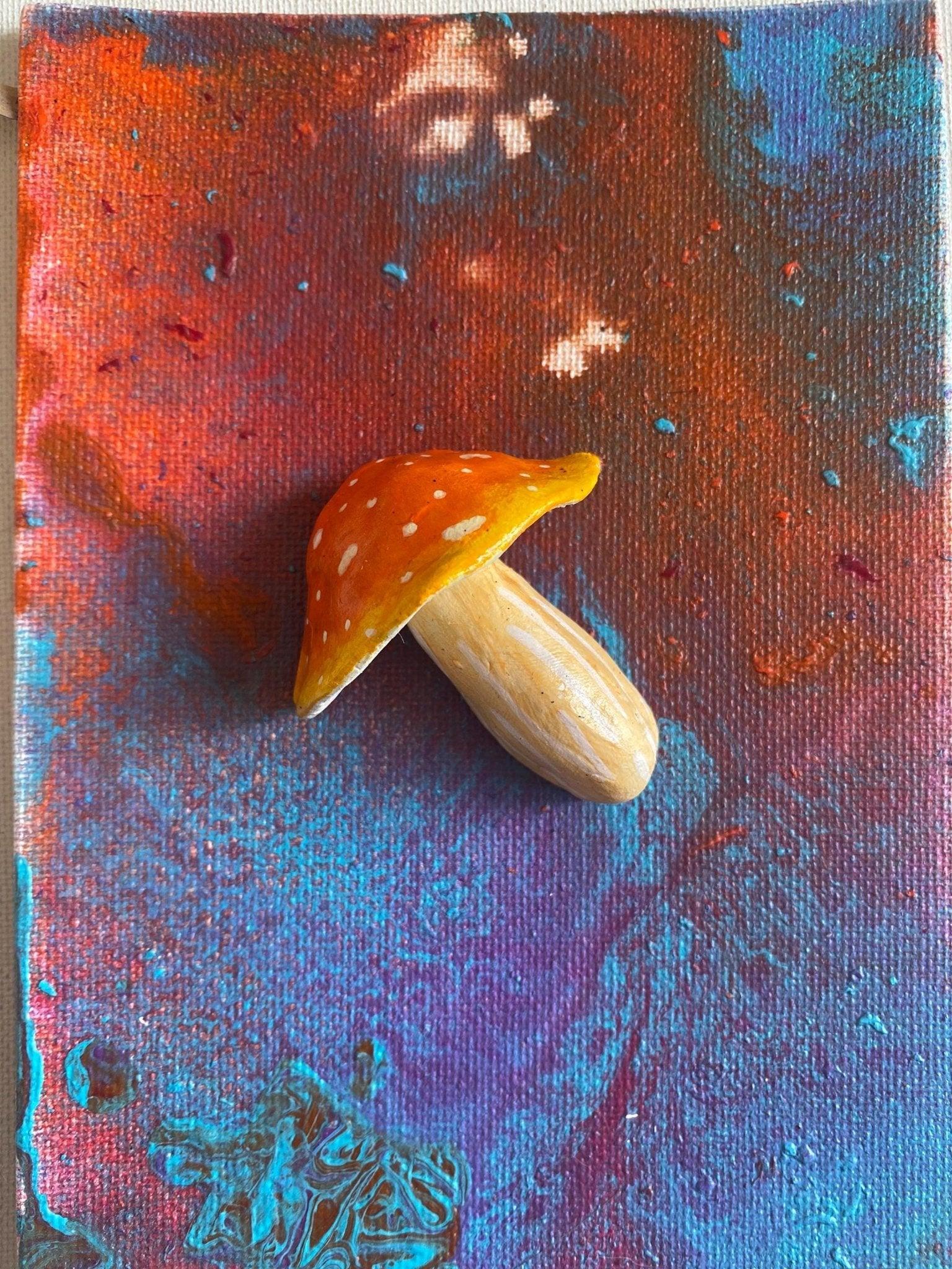 Set of 4 Clay Mushroom Fridge Magnets - endorphin art