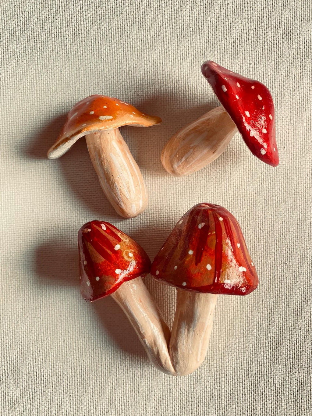 Set of 4 Clay Mushroom Fridge Magnets - endorphin art