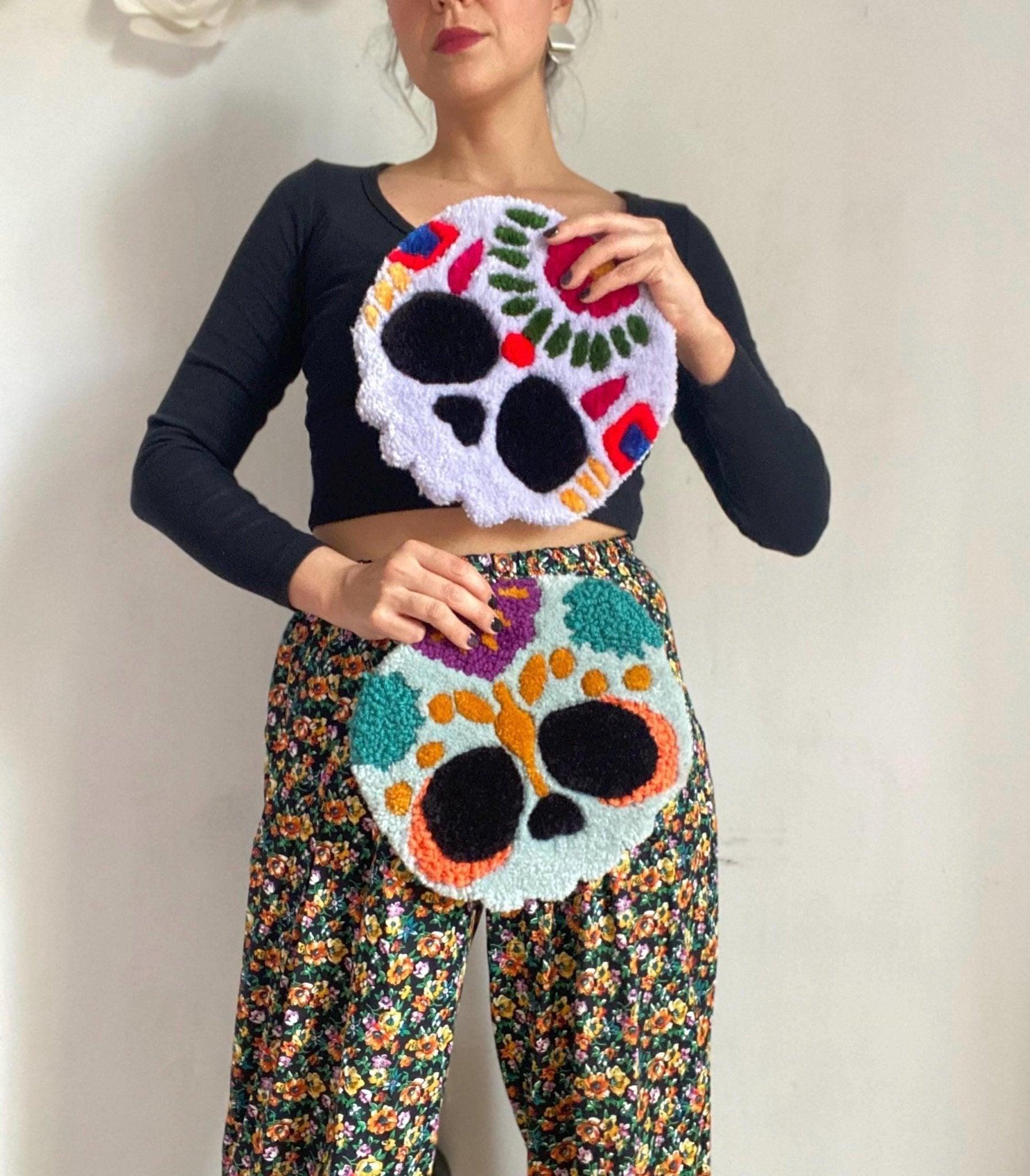 Sugar Skull Set of 2 Coaster Rugs - endorphin art