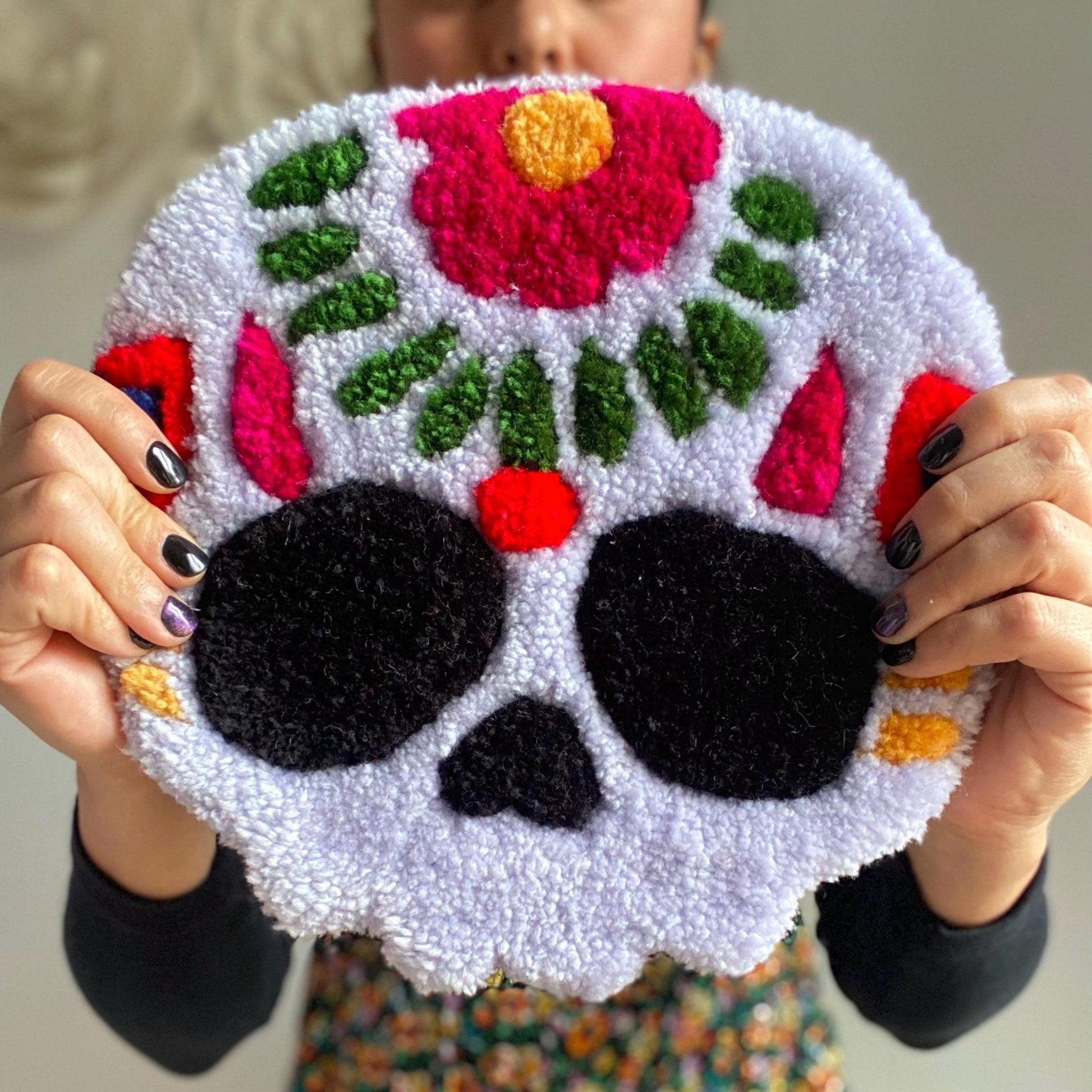 Sugar Skull Set of 2 Coaster Rugs - endorphin art